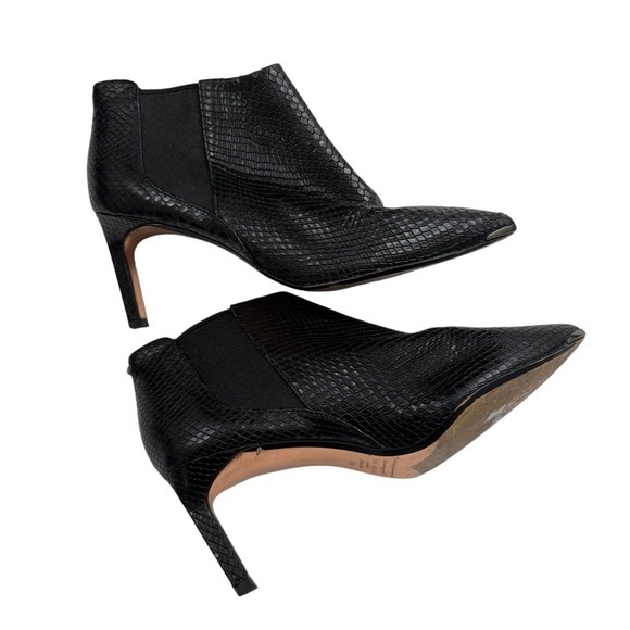 Ted Baker London Beriini Stiletto Booties Snakeskin Embossed Black Size 37.5 - Picture 1 of 9